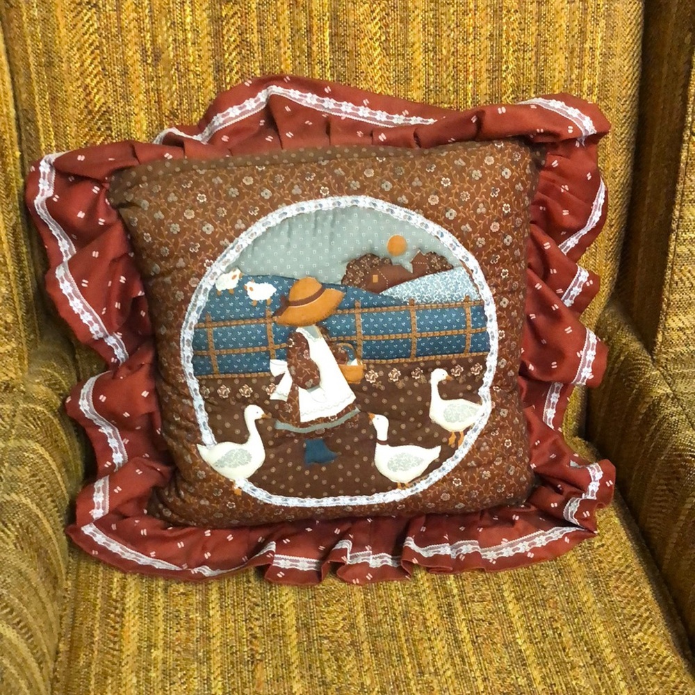 Grandma core Holly Hobby Brown Accent/ Decorative Pillow